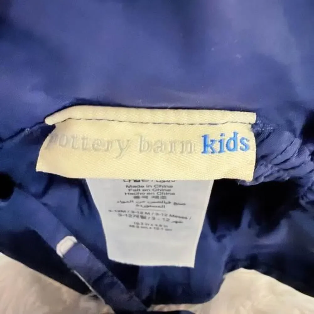 Pottery Barn Kids Baby Sun Hat Blue White Stripe 3-12M UPF Beach Hat